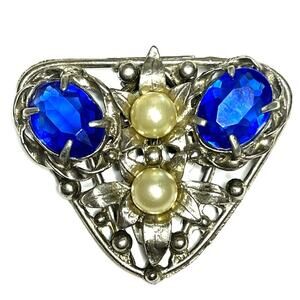 Vintage Brooch Dress Fur Clip Blue Rhinestone Vtg Costume Jewelry Pin Lot AU08